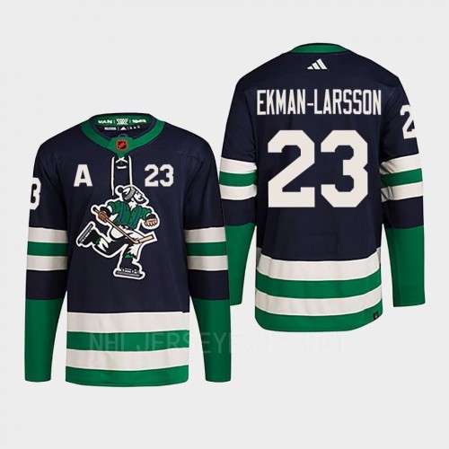 Men's Vancouver Canucks #23 Oliver Ekman-Larsson Navy 2022 Reverse Retro Primegreen Jersey Men's Vancouver Canucks #23 Oliver Ekman-Larsson Navy 2022 Reverse Retro Primegreen Jersey